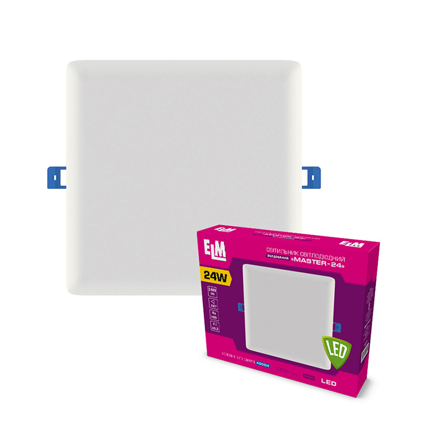 Світильник стельовий вбудований світлодіодний ELM Master 24Вт 4000К IP20